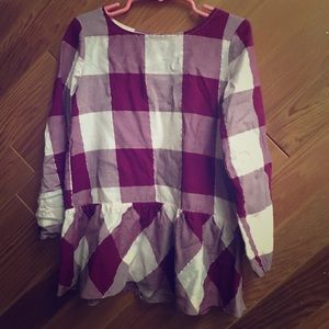 Burgundy plaid long sleeve shirt size 5 GUC